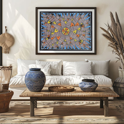 A pattern of Fish Rass, Madhubani Art, Madhubani Painting