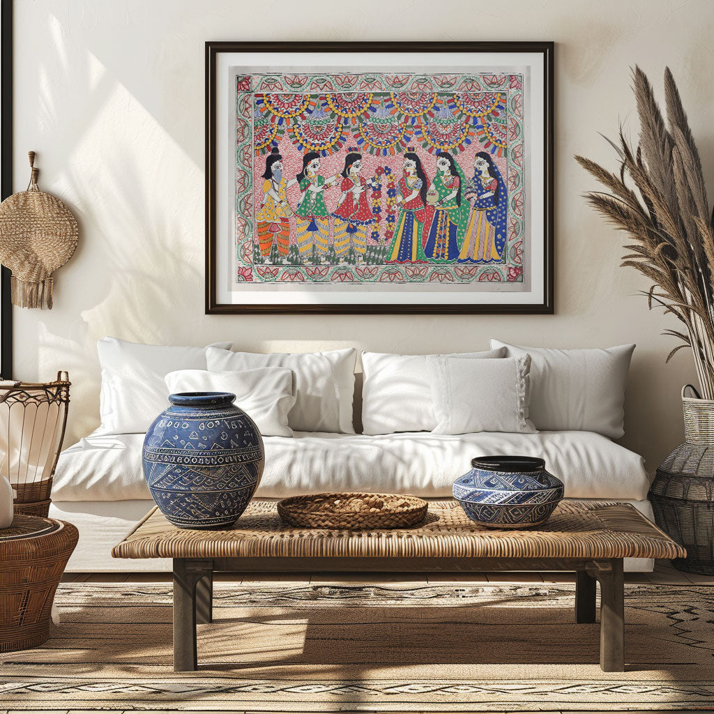 Lord Jaimala Madhubani Painting, Madhubani Art, Madhubani Painting