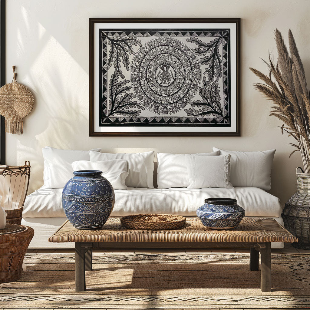 Fish and bird Madhubani Painting, Madhubani Art, Madhubani Painting