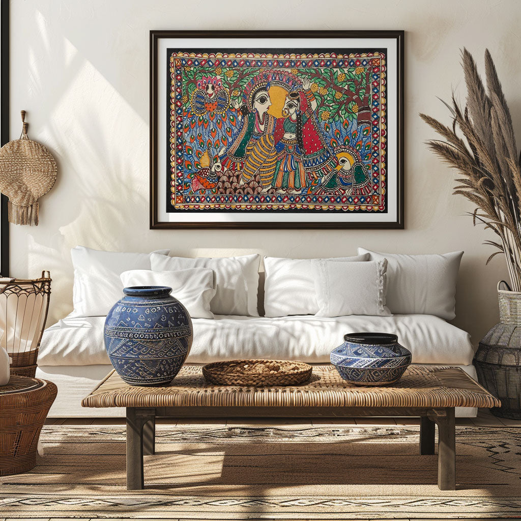 Radha krishna, Madhubani Art, Madhubani Painting