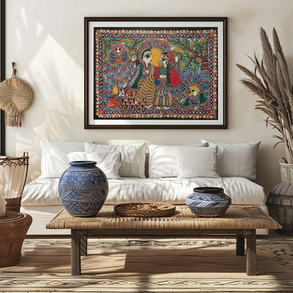 Radha krishna, Madhubani Art, Madhubani Painting