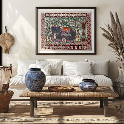 The Elephant in Jungle, Madhubani Art, Madhubani Painting