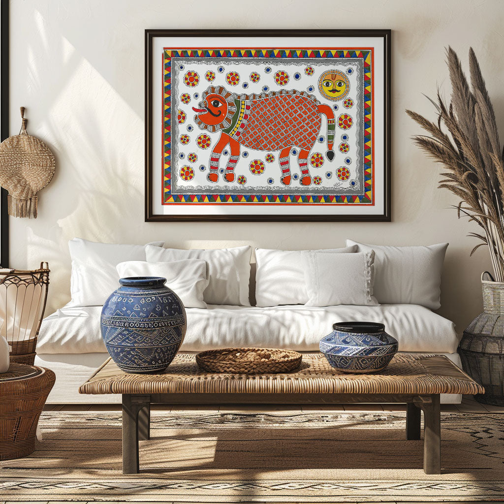 The Lion king, Madhubani Art, Madhubani Painting
