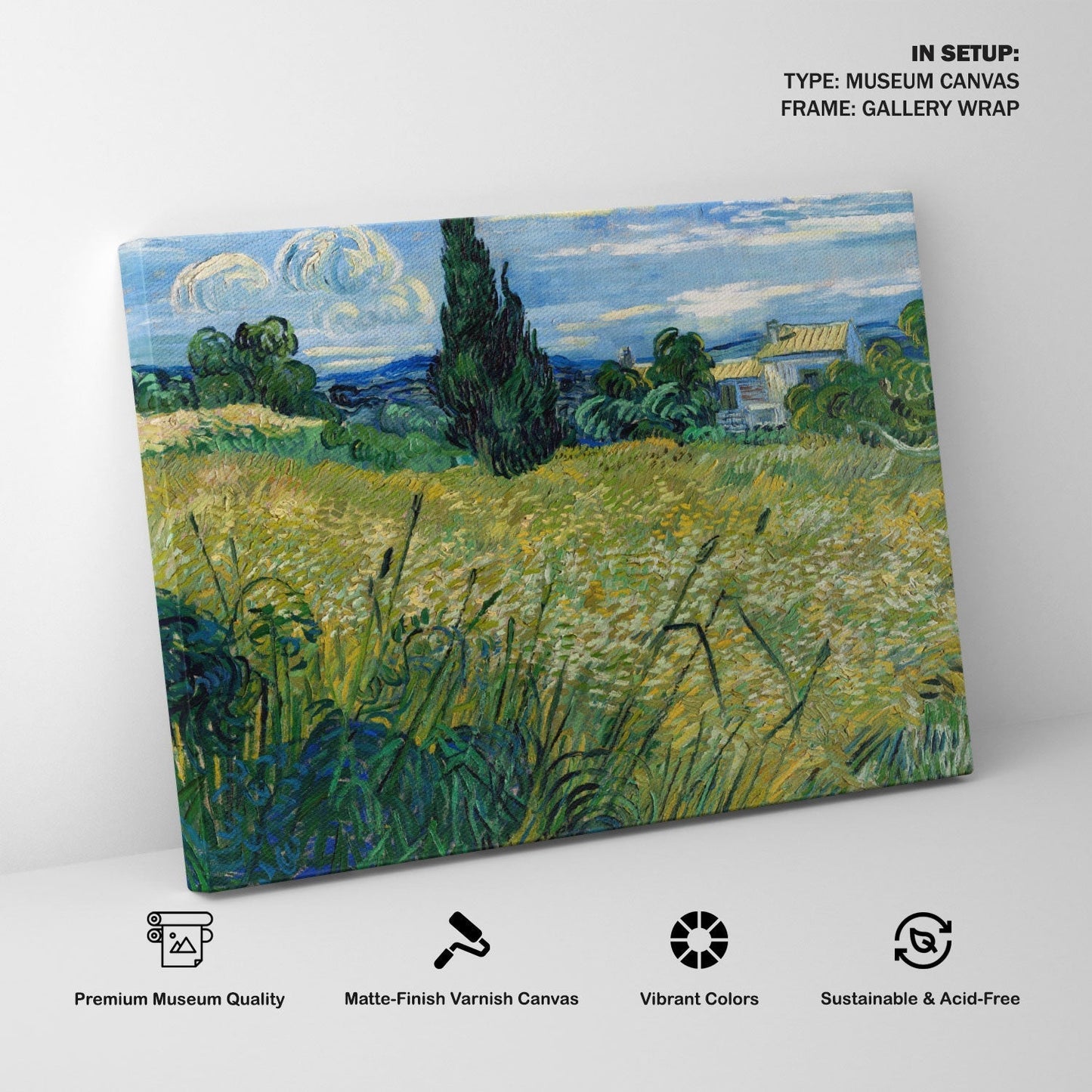 Green Wheat Field with Cypress, Van Gogh Painting