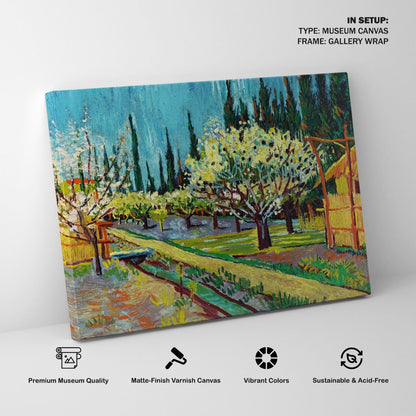 Orchard Bordered by Cypresses, Van Gogh Painting