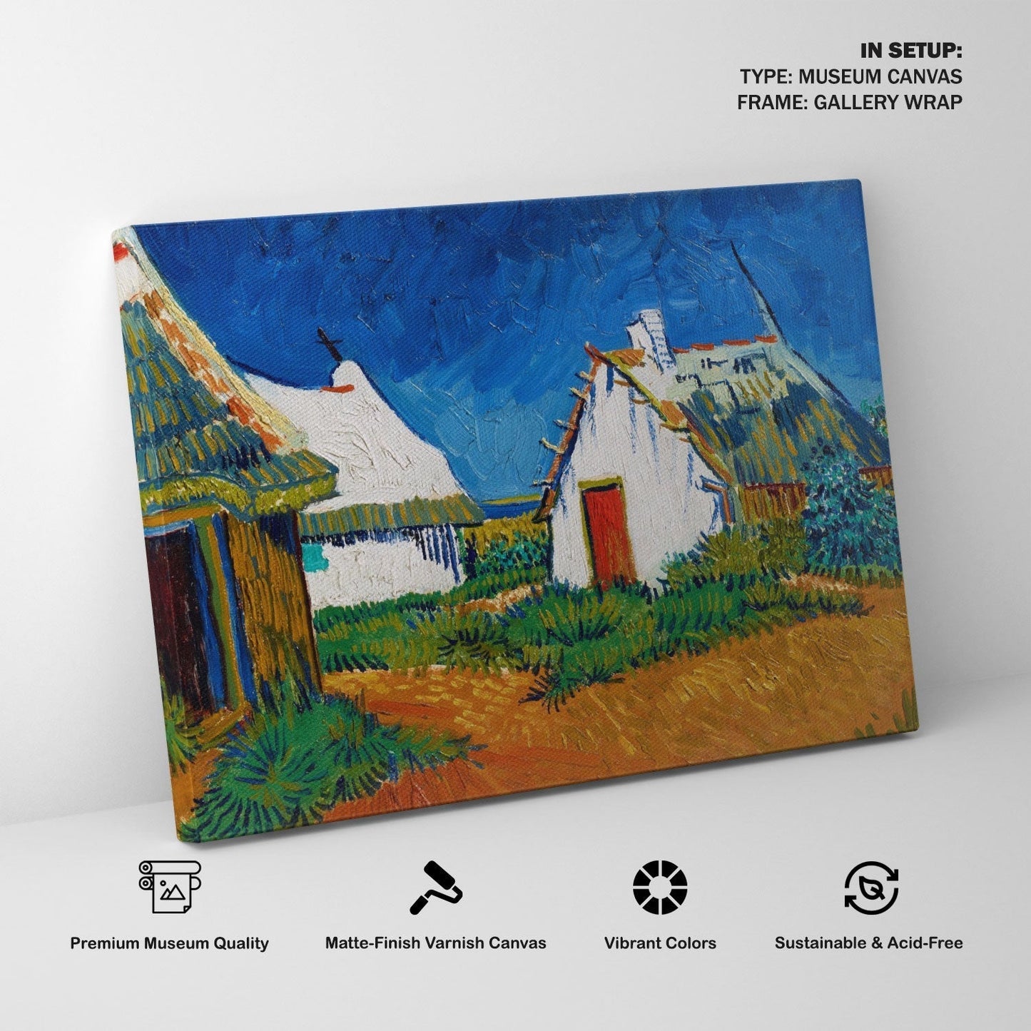 Three white cottages, Van Gogh Painting