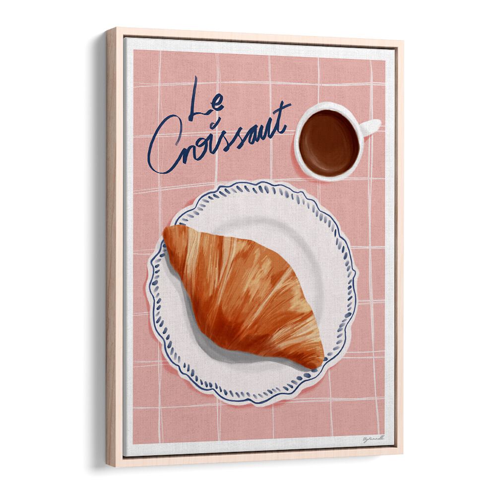 Cozy café art featuring a croissant and coffee, perfect for your home from LE CROISSANT, BAR & CAFE ART.