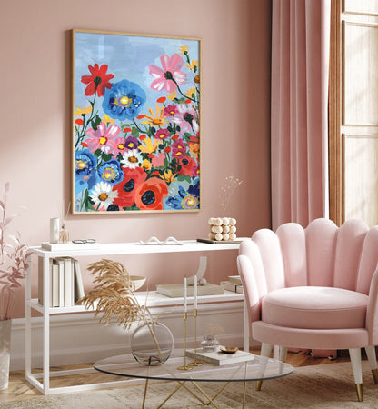 MEADOW IN JUNE , FLORAL FLOWER PAINTINGS