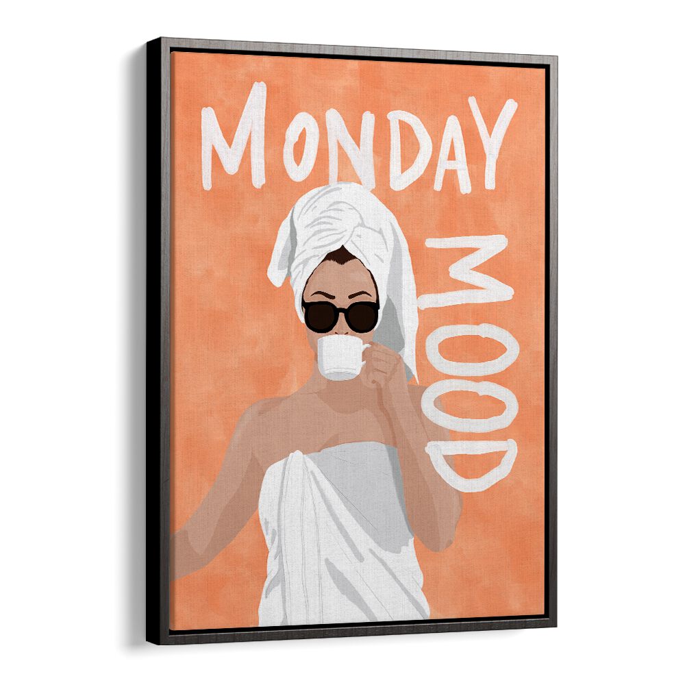 Vibrant MONDAY MOOD, PORTRAITS artwork featuring a woman in a towel enjoying coffee, perfect for inspiring your space.