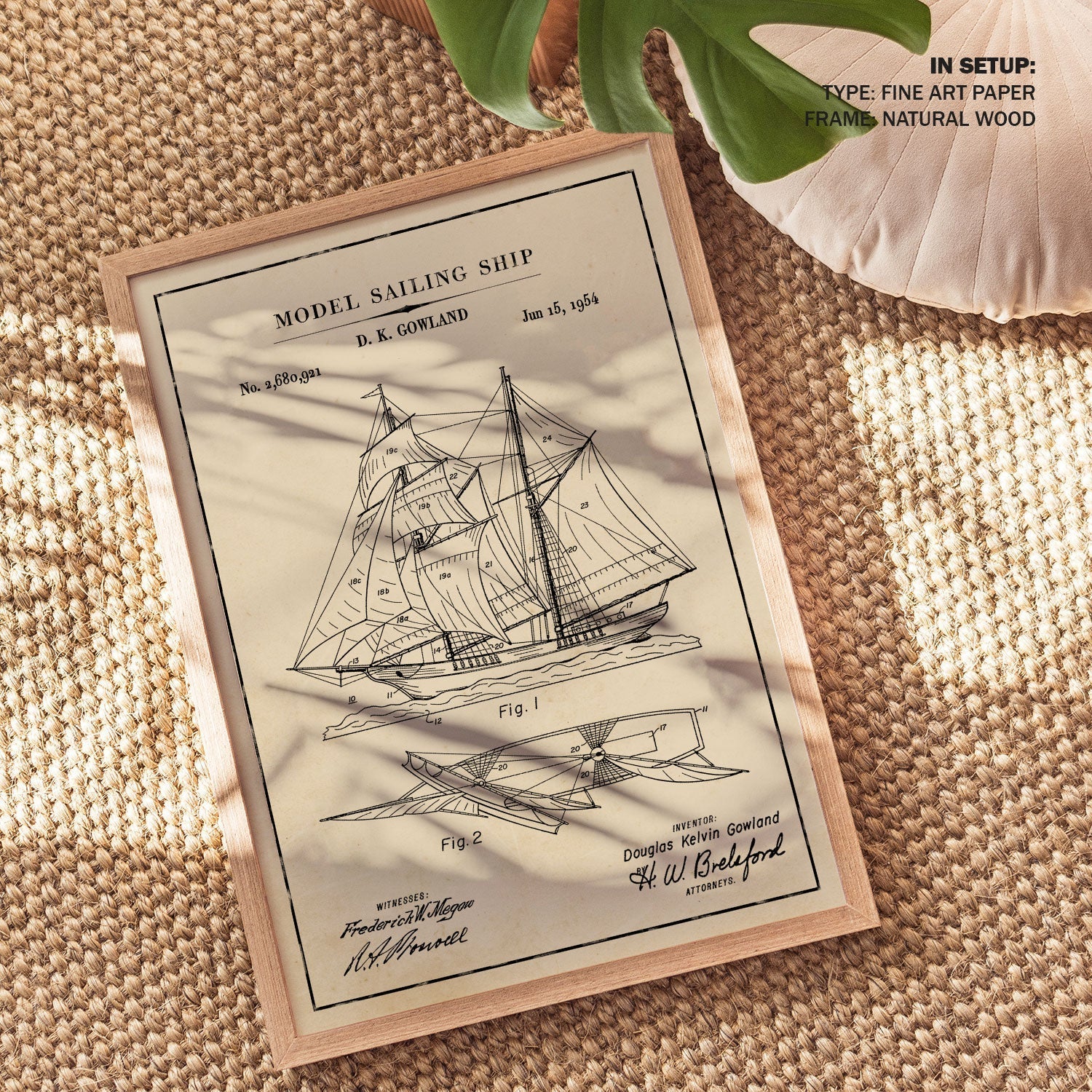 Sailing Ship Model, Blueprint Patent Art