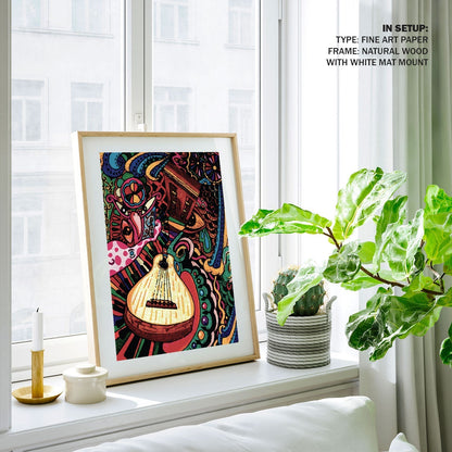 Guitar Pablo Picasso Inspired Painting, Pablo Picasso Painting