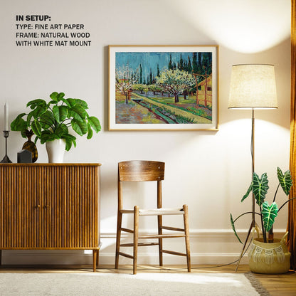 Orchard Bordered by Cypresses, Van Gogh Painting