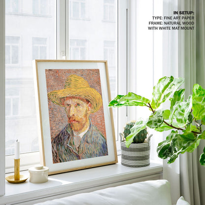Self Portrait with a Straw Hat 2, Vincent Van Gogh Painting