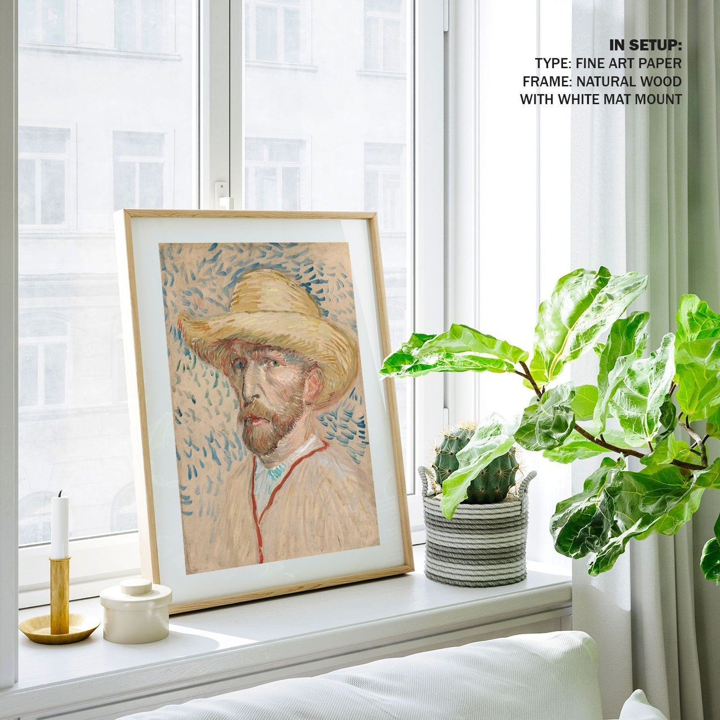 Self Portrait with a Straw Hat, Vincent Van Gogh Painting