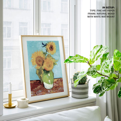 Vase with Three Sunflowers, Vincent Van Gogh Painting