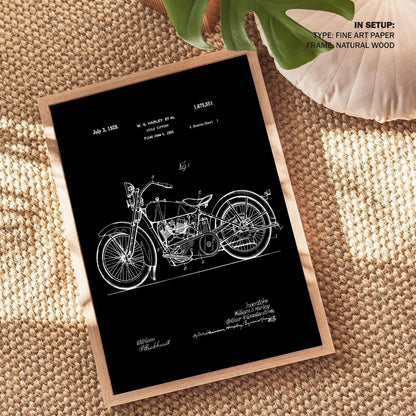 Motorcycle, Blueprint Patent Art