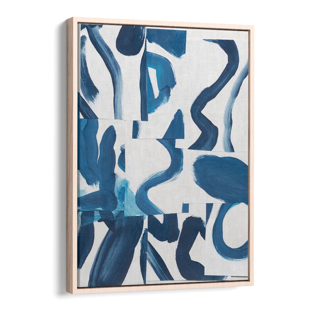 Vibrant INDIGO SUMMER CAMP, ABSTRACT PAINTINGS showcase dynamic blue hues and creative forms, enhancing your space.