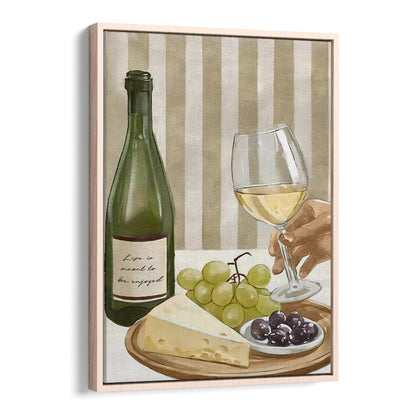 Stylish "LIFE IS MEANT TO BE ENJOYED, KITCHEN POSTERS" featuring wine, cheese, and grapes to enhance your kitchen decor.
