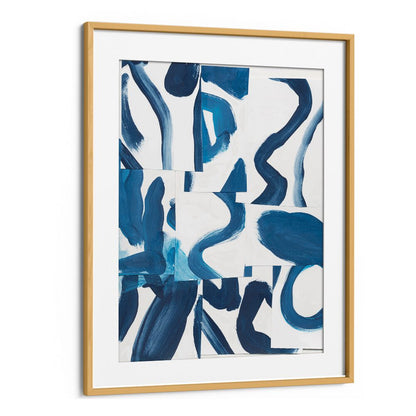Vibrant abstract painting from the INDIGO SUMMER CAMP collection, showcasing dynamic blue hues and creative forms.