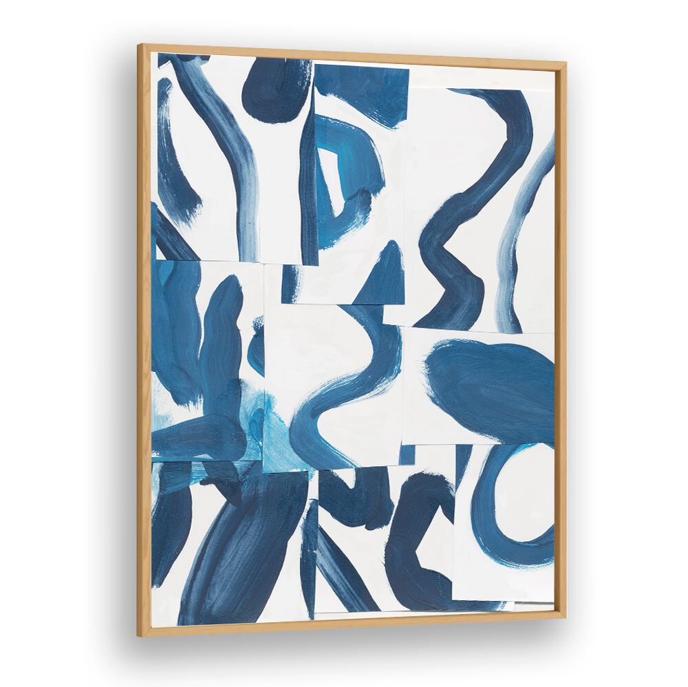 Vibrant abstract painting from the INDIGO SUMMER CAMP collection, showcasing dynamic blue hues and creative forms.