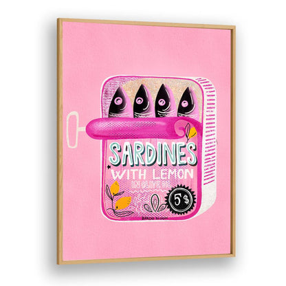 Vibrant SARDINES TIN CAN PINK, KITCHEN POSTERS by Baroo Bloom adds charm to any kitchen or office decor.