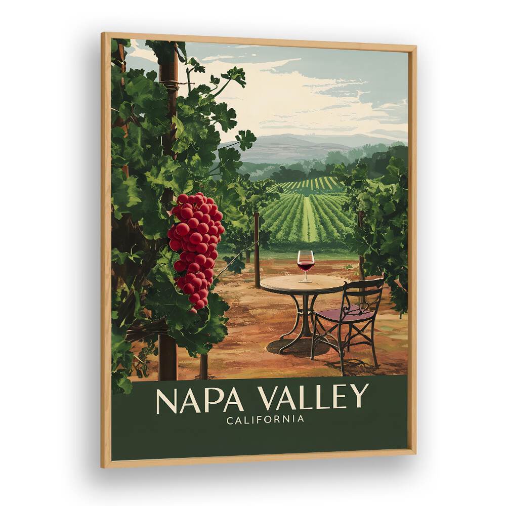 NAPA VALLEY - CALIFORNIA, BAR artwork featuring lush vineyards and a cozy cafe setting for a charming ambiance.