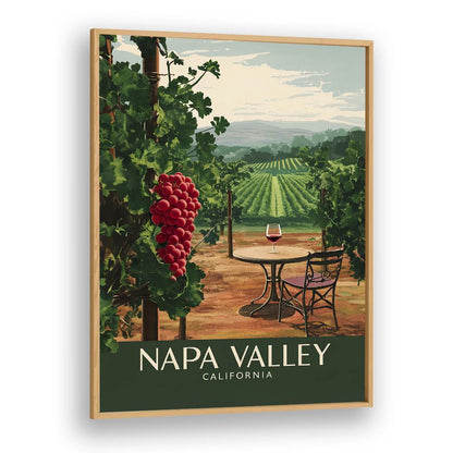 NAPA VALLEY - CALIFORNIA, BAR artwork featuring lush vineyards and a cozy cafe setting for a charming ambiance.