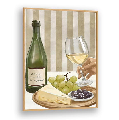 Savor the moment with our LIFE IS MEANT TO BE ENJOYED, KITCHEN POSTERS, showcasing wine, cheese, and grapes.