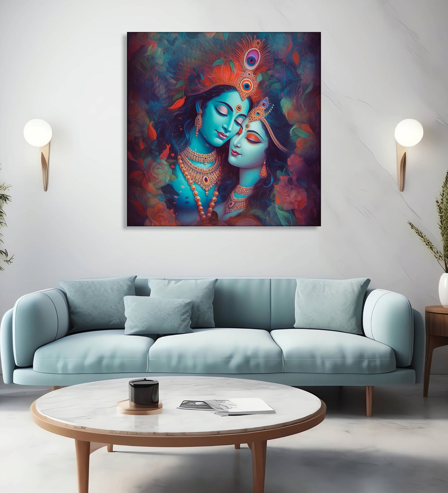 Capturing Divine Love: A Radha Krishna Canvas Painting for Your Home
