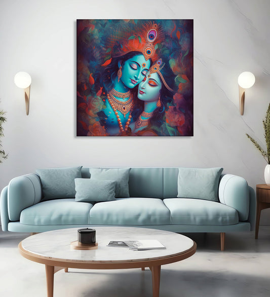 Capturing Divine Love: A Radha Krishna Canvas Painting for Your Home
