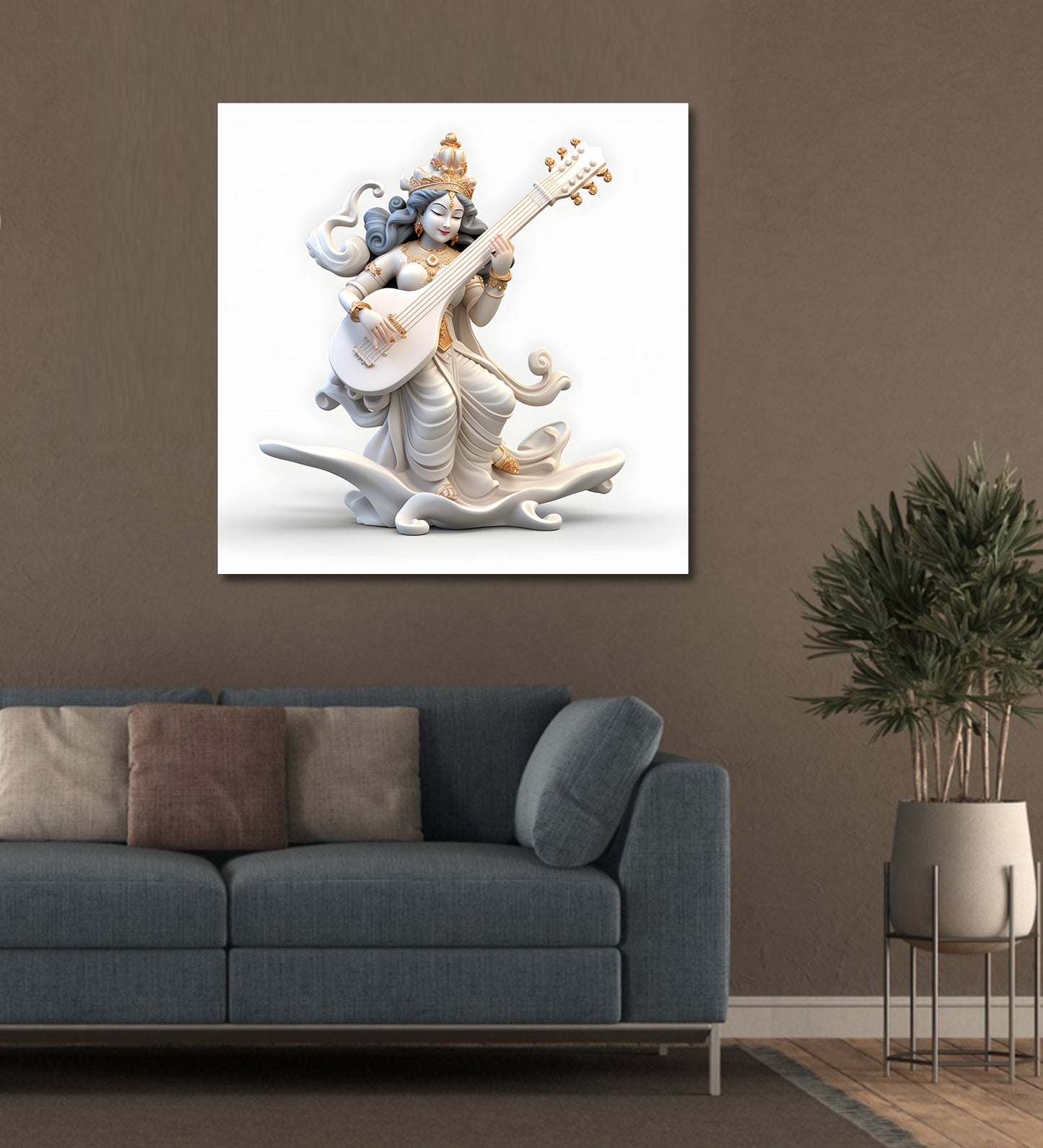 A Captivating Saraswati Canvas Painting for Your Home