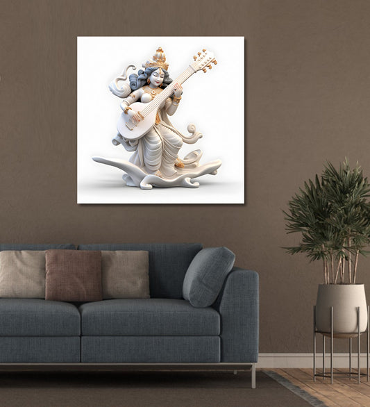 A Captivating Saraswati Canvas Painting for Your Home