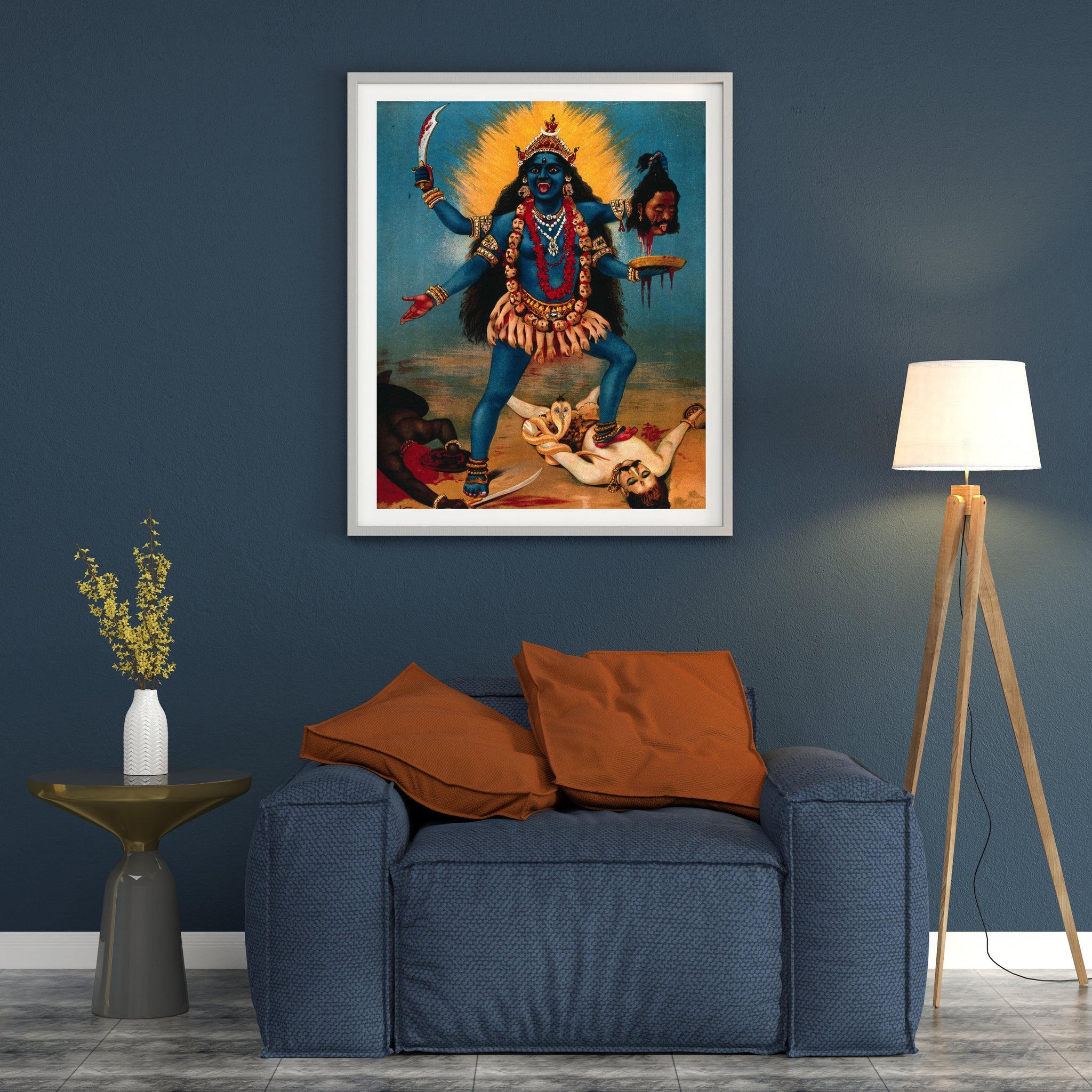 Kali trampling Shiva by Raja Ravi Varma Wall Art Painting for Home Decor