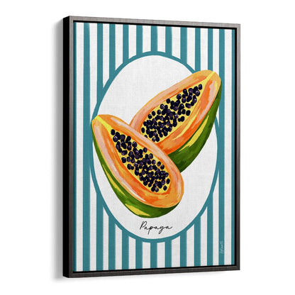 Vibrant PAPAYA ON STRIPES, KITCHEN POSTERS add tropical flair to your kitchen decor with modern design elements.