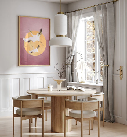 PINK GOLD CRANE  , ANIMAL PAINTINGS
