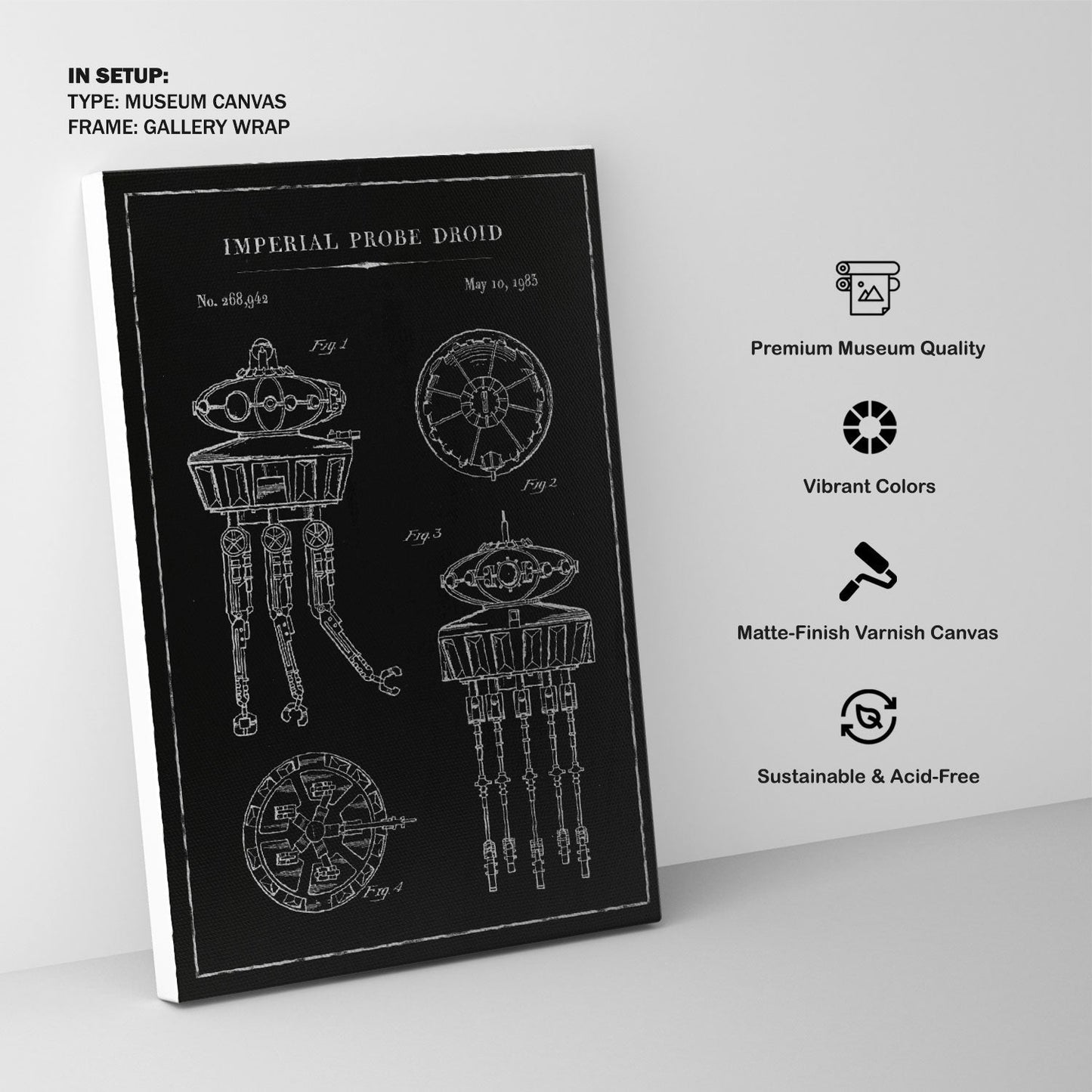 Chalk Imperial Probe Droid, Blueprint Patent Art