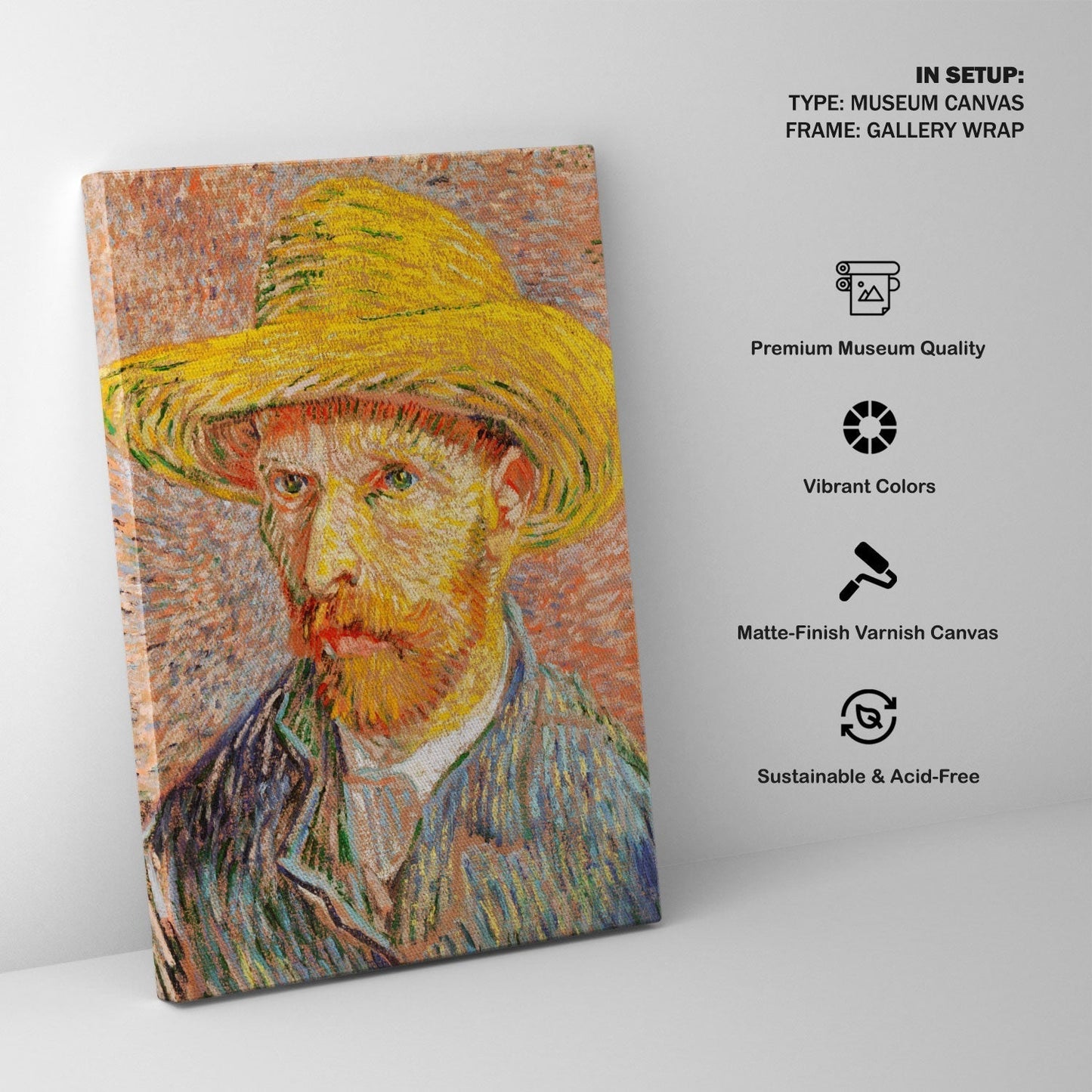 Self Portrait with a Straw Hat 2, Vincent Van Gogh Painting