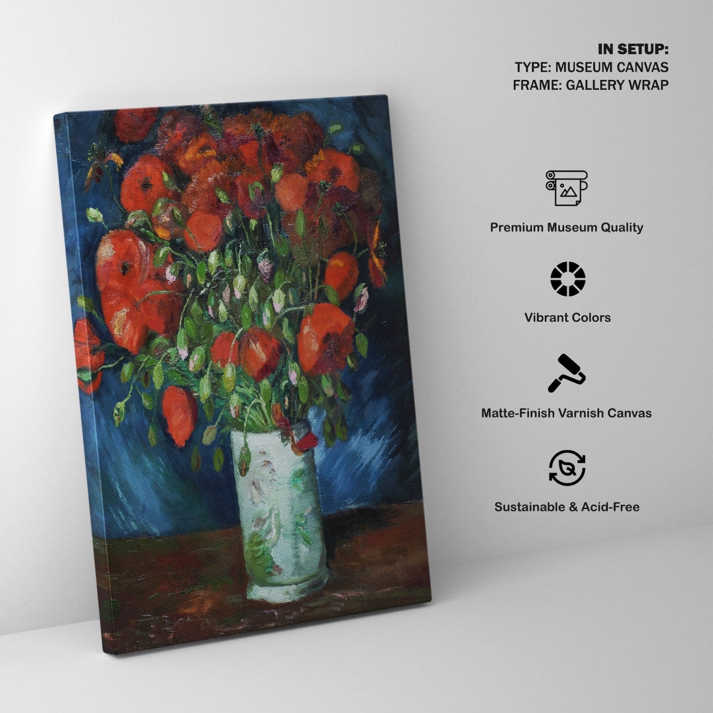 Vase with Poppies, Vincent Van Gogh Painting