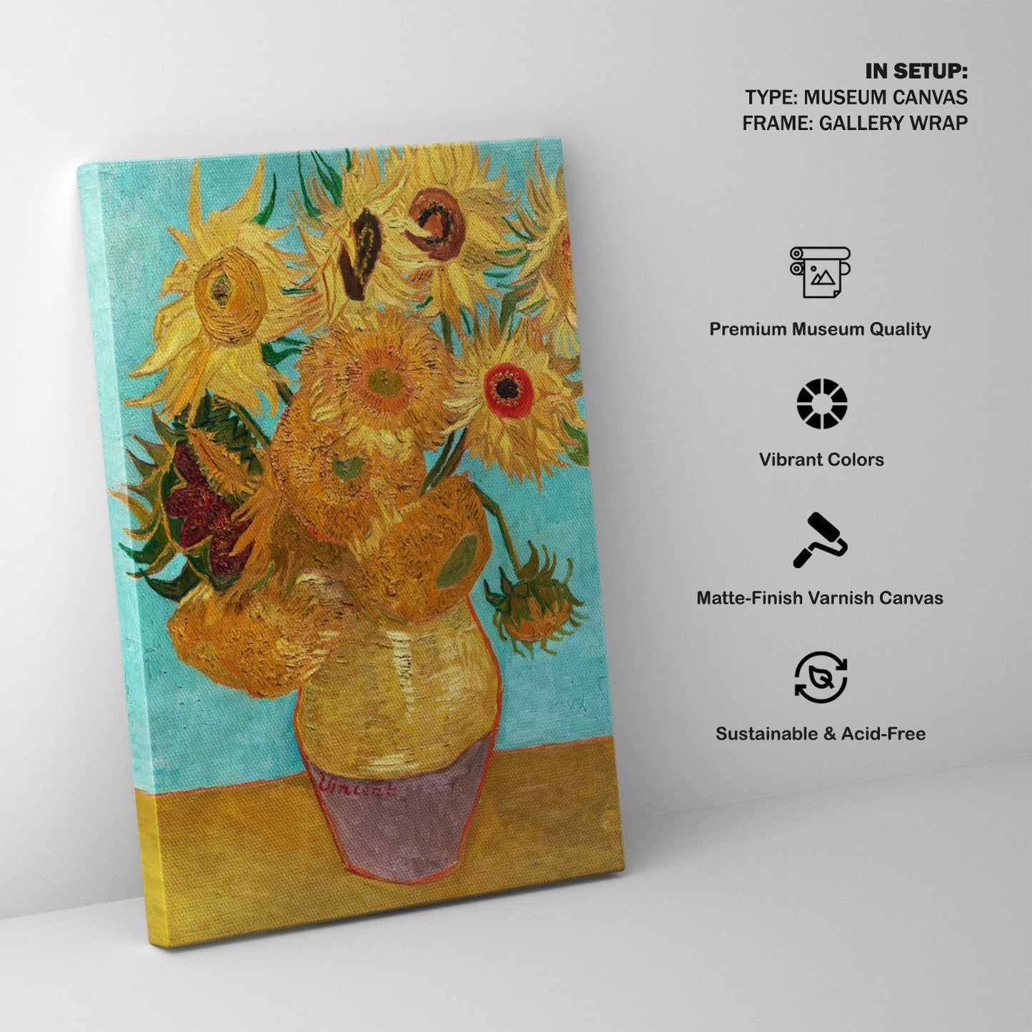 Vase with Twelve Sunflowers, Vincent Van Gogh Painting