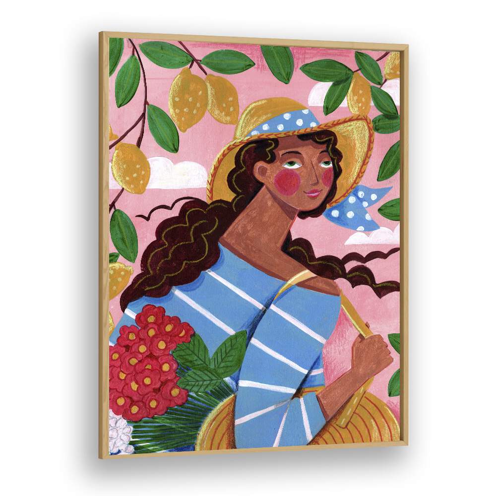 Colorful portrait of a woman in Italy, embodying the Amalfi Coast’s charm, perfect for art lovers seeking WOMAN IN ITALY, PORTRAITS.