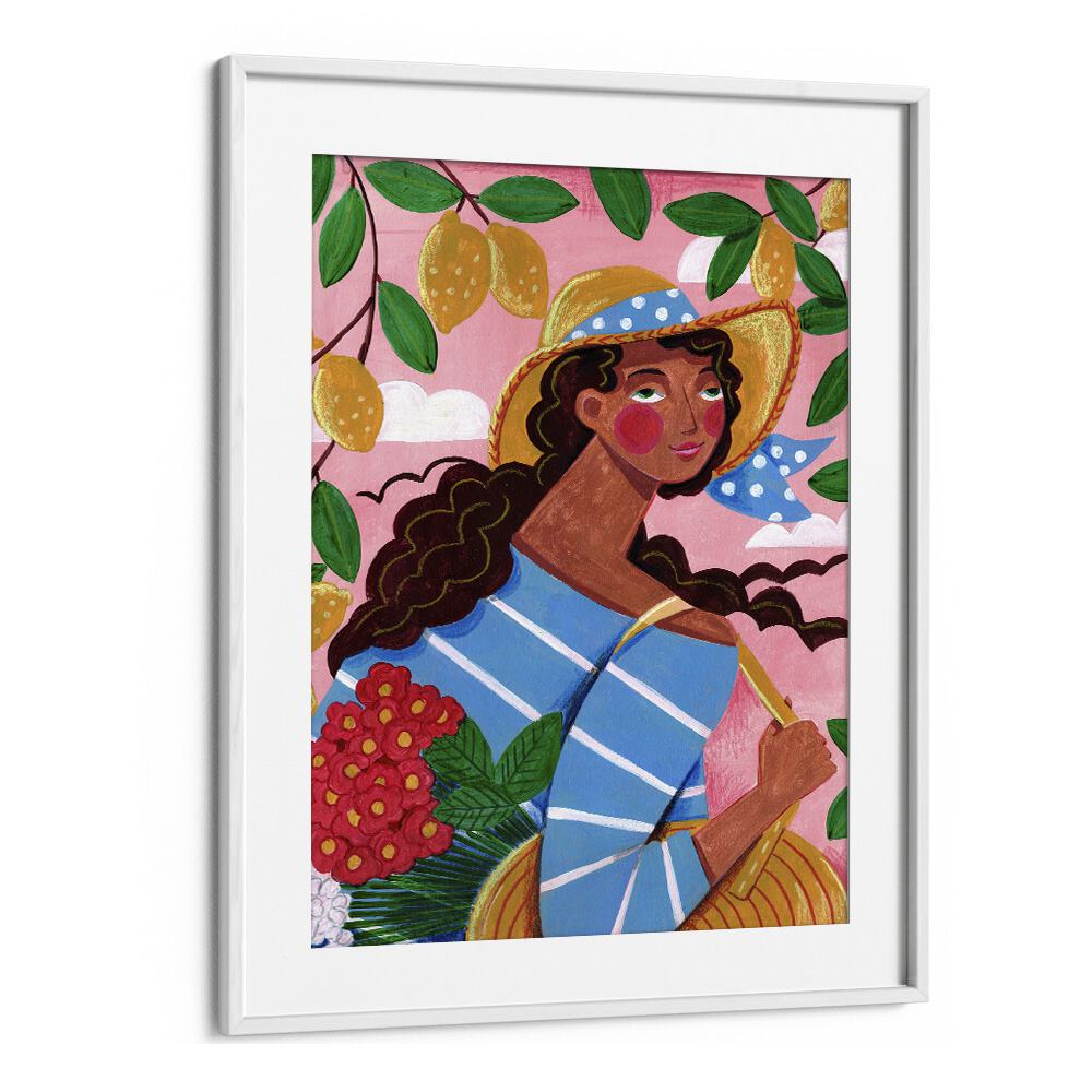 Colorful portrait of a woman in Italy, capturing the Amalfi Coast's charm, perfect for art lovers. WOMAN IN ITALY, PORTRAITS.