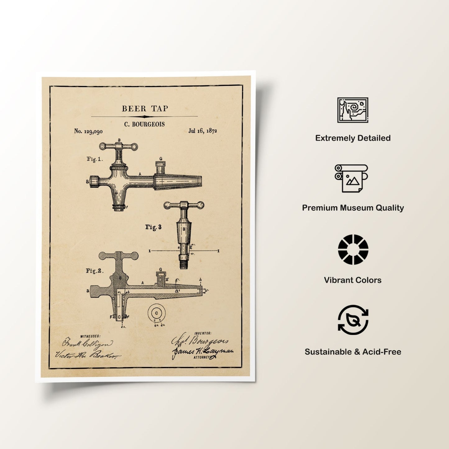 Beer Tap, Blueprint Patent Art
