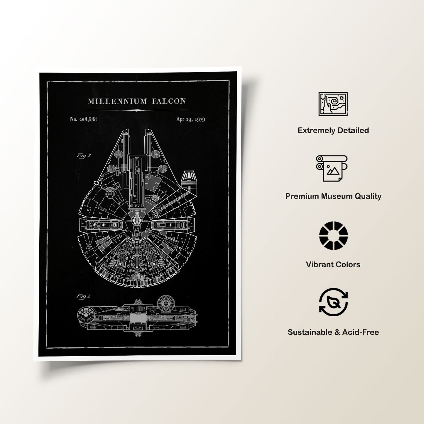 Chalk Millennium Falcon, Blueprint Patent Art