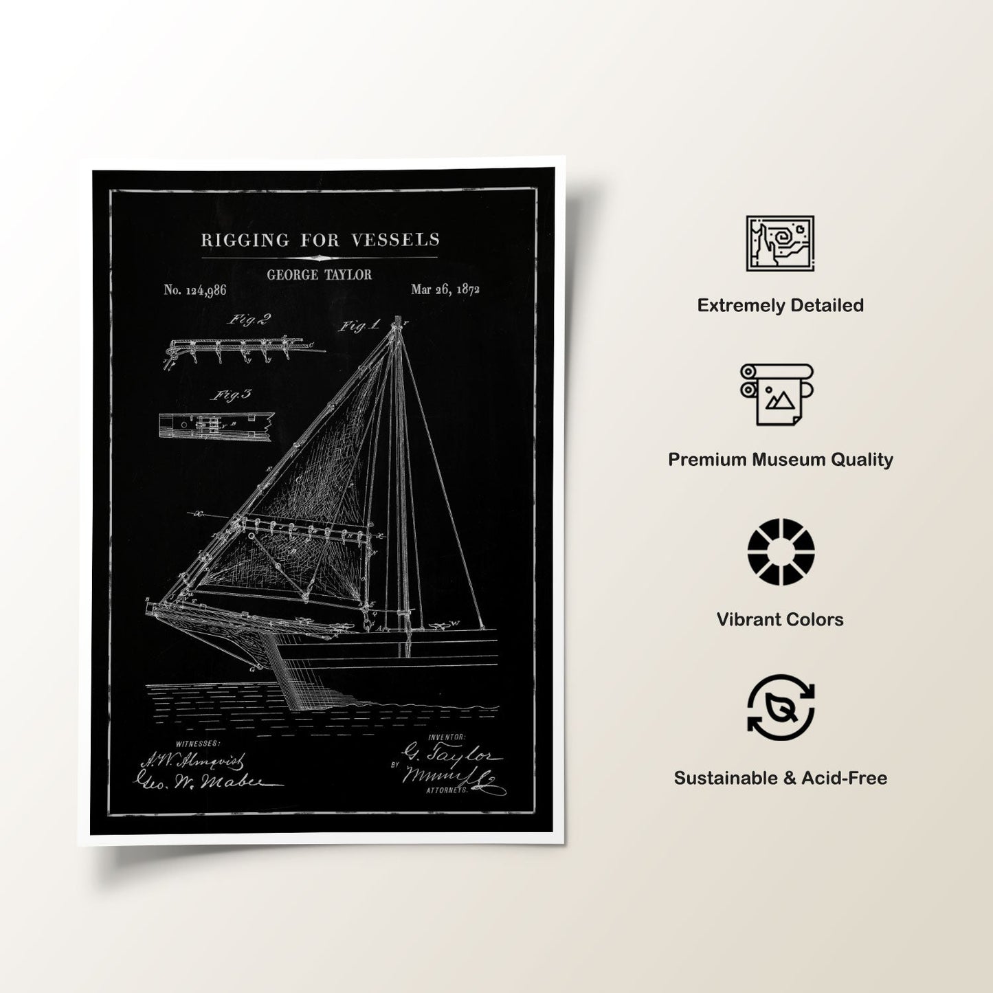 Chalk Rigging for Vessels, Blueprint Patent Art