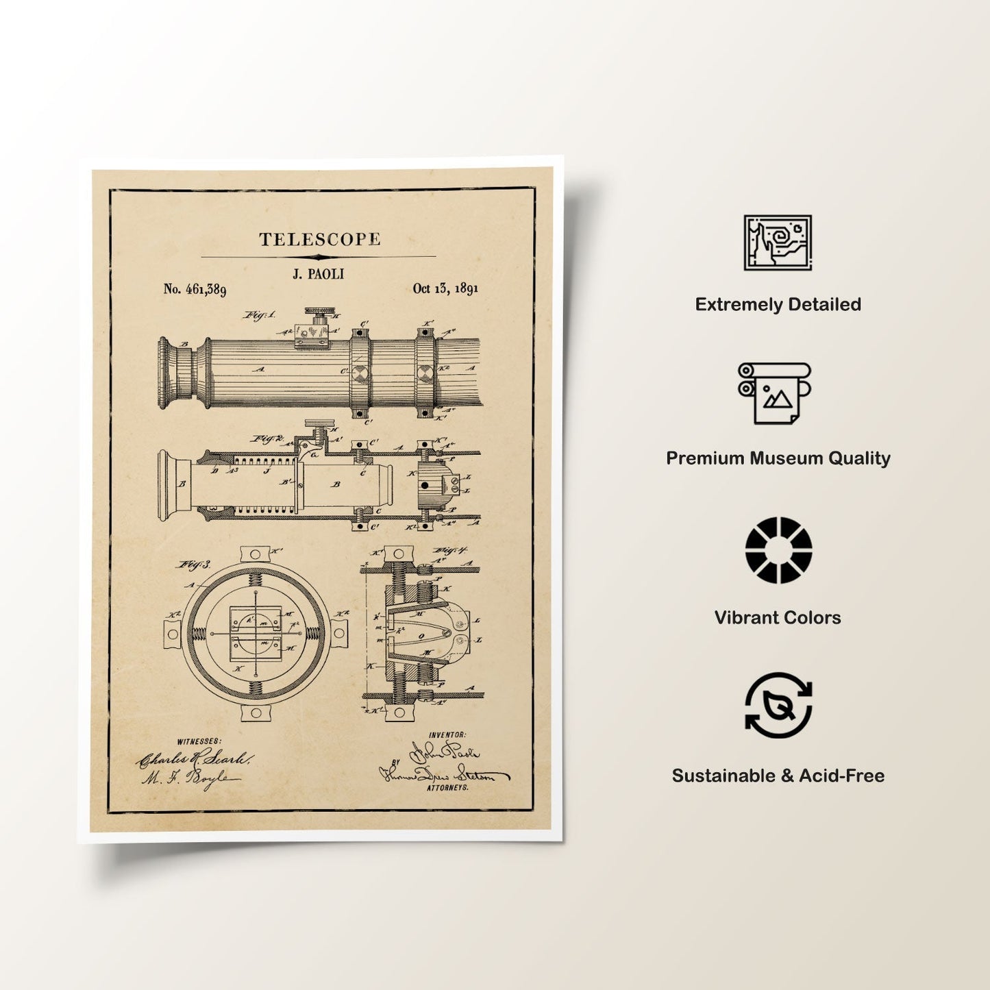 Telescope, Blueprint Patent Art