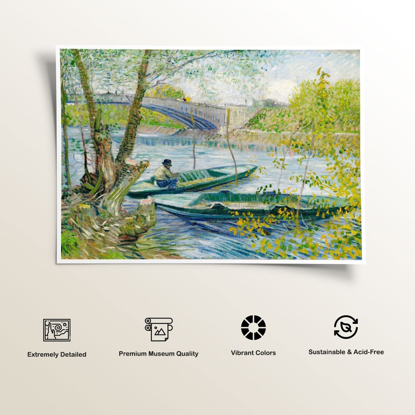 Fishing in Spring the Pont de Clichy, Van Gogh Painting