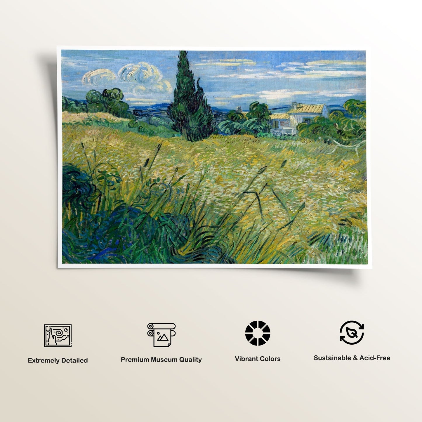 Green Wheat Field with Cypress, Van Gogh Painting