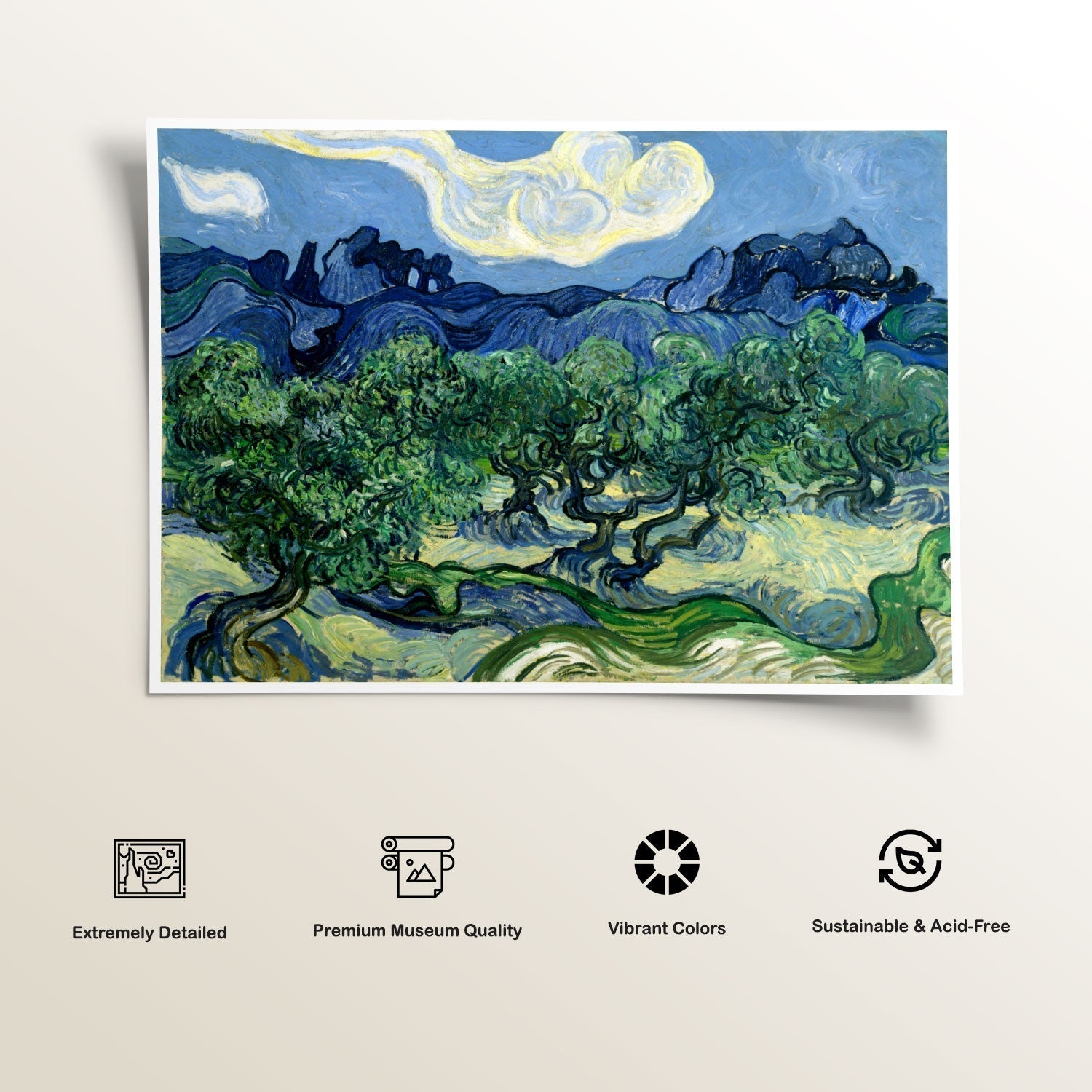 Olive Trees with the Alpilles, Van Gogh Painting