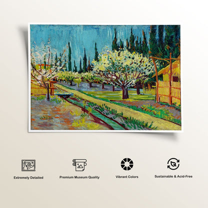 Orchard Bordered by Cypresses, Van Gogh Painting