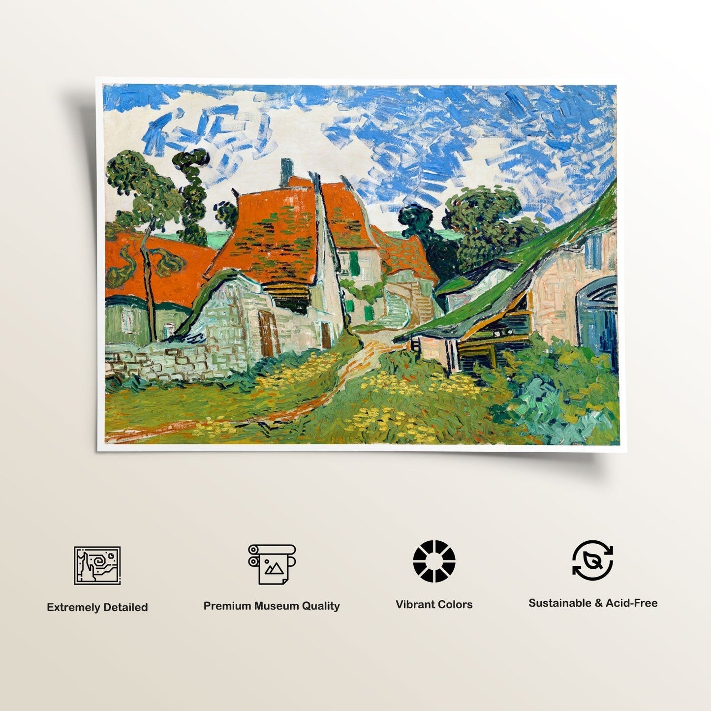 Street in Auvers sur Oise, Van Gogh Painting